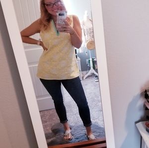 Sail To Sable Yellow Sun Print Tunic Top EUC